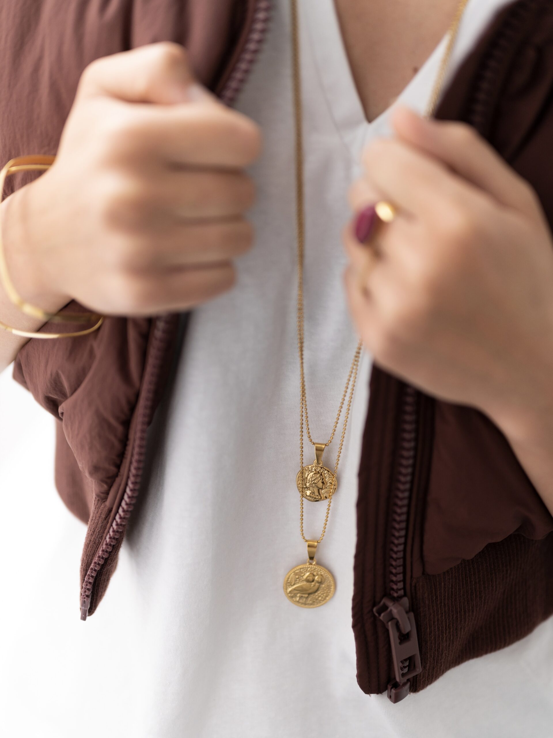LANGE KETTING MET MUNT MET OPDRUK(2.5CM) goud - LEEF mode en accessoires