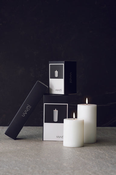 LED Pilar Candle (7.8x10cm) Nordic White Smooth - LEEF mode en accessoires