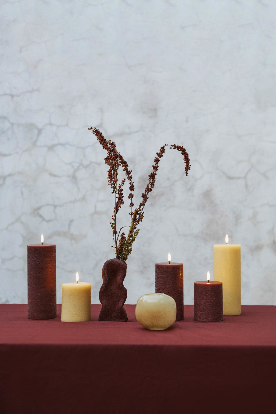 LED Pillar Candle (7,8x10cm) Wheat Yellow - LEEF mode en accessoires