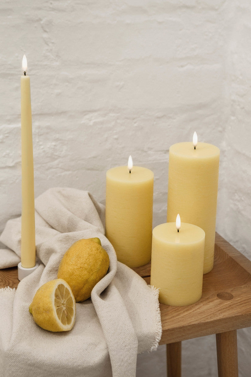 LED Pillar Candle (7,8x10cm) Wheat Yellow - LEEF mode en accessoires