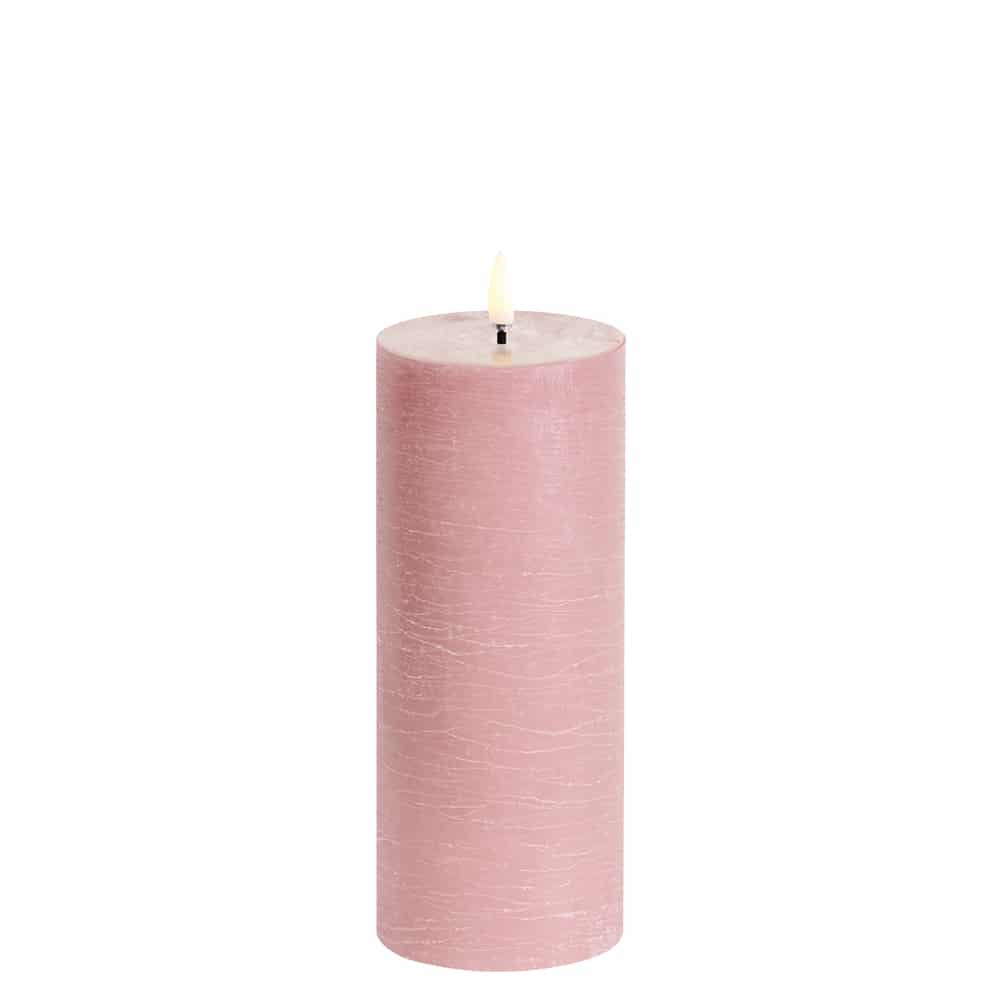 LED Pillar Candle (7.8x20cm) Dusty Rose Rustic - LEEF mode en accessoires