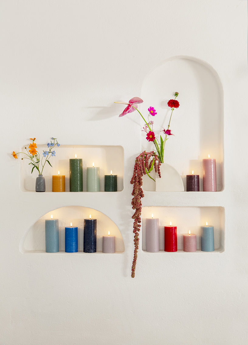 LED Pillar Candle (7.8x20cm) Dusty Rose Rustic - LEEF mode en accessoires