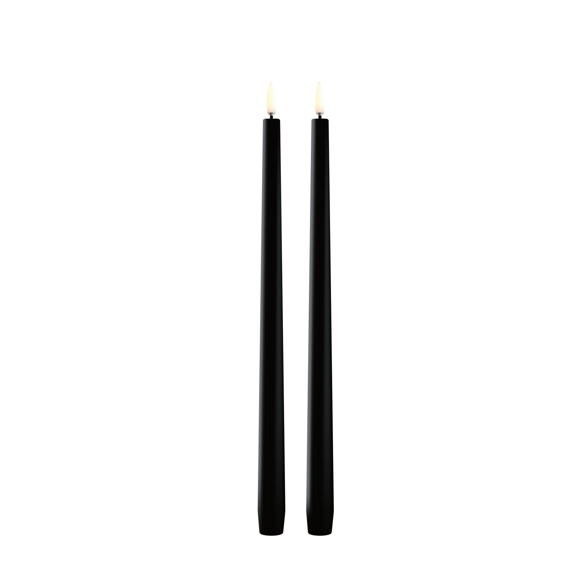 LED Slim Taper Candle 2-pack 2,3x32cm Plain Black Smooth - LEEF mode en accessoires