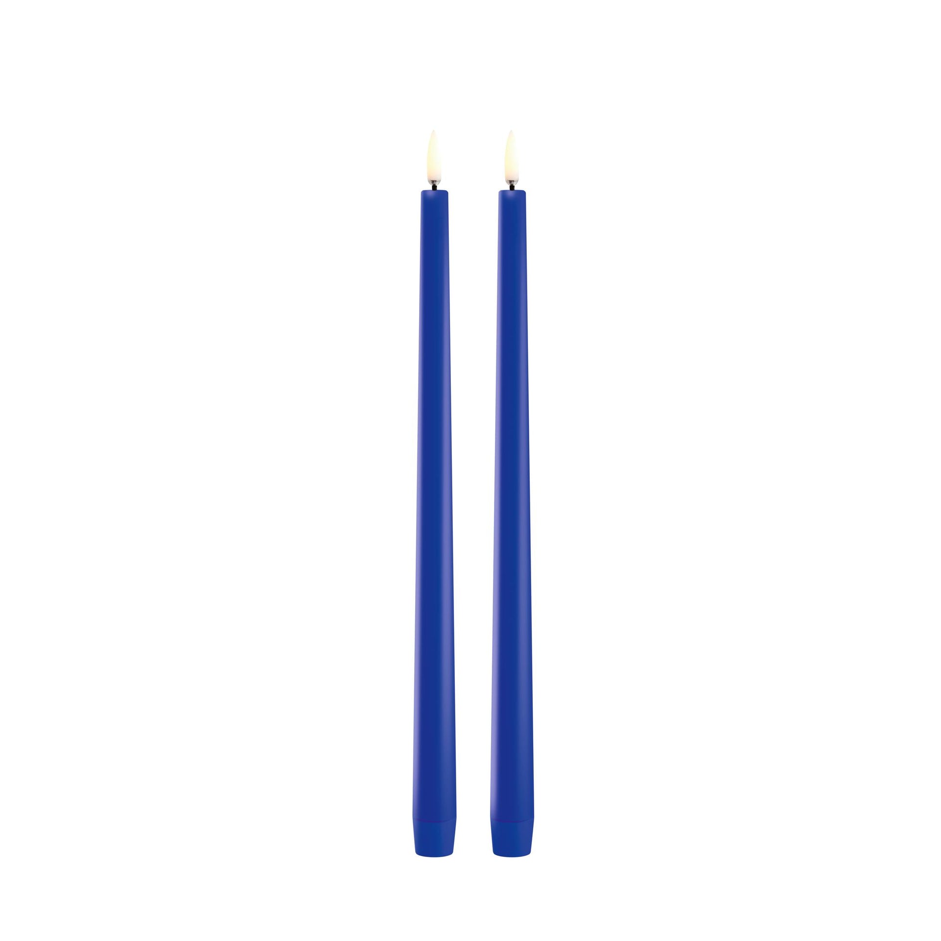 LED Slim Taper Candle 2-pack 2,3x32cm Royal Blue Smooth - LEEF mode en accessoires