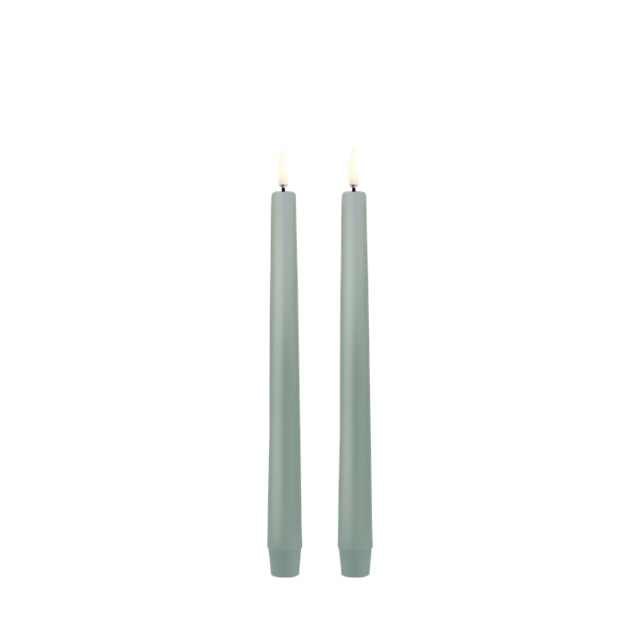 LED Taper Candle 2-pack 2.3x25cm Dusty Green Smooth