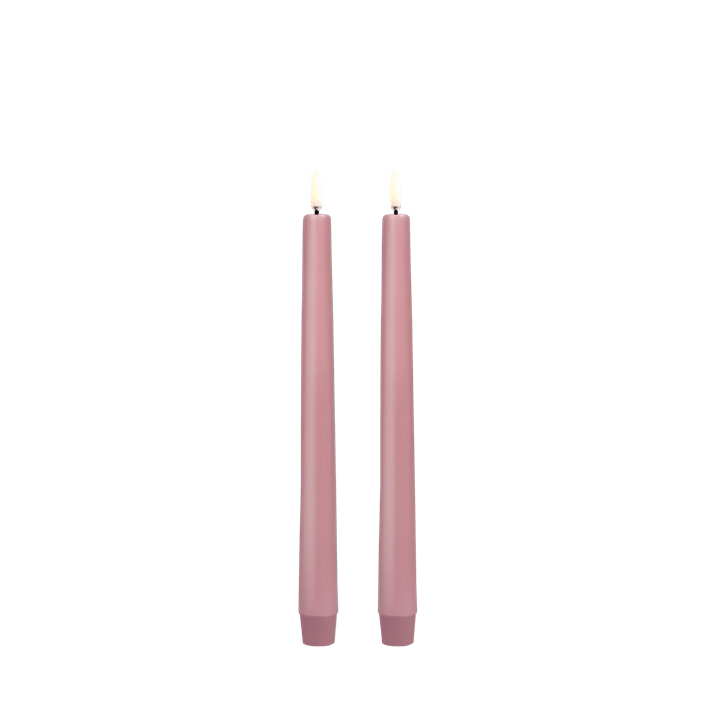 LED Taper Candle 2-pack 2.3x25cm Dusty Rose Smooth