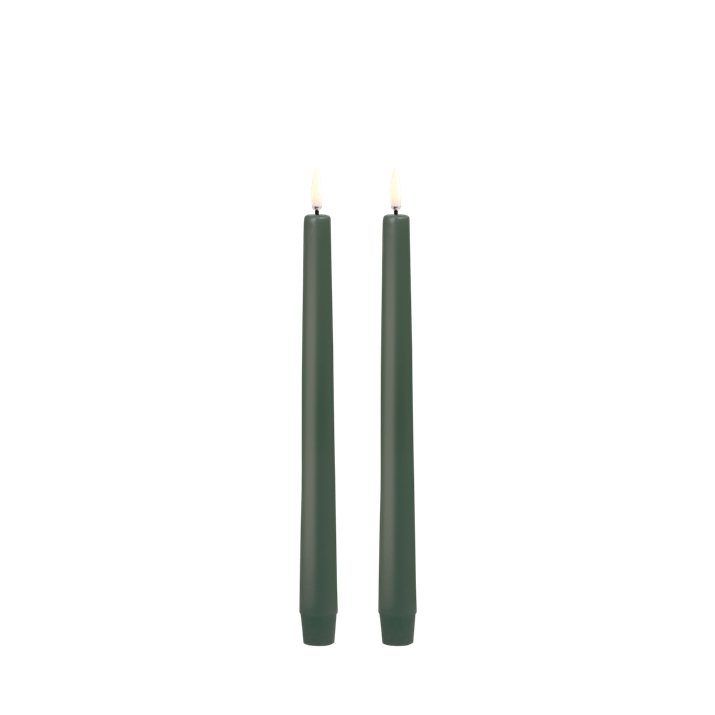 LED Taper Candle 2-pack 2,3x25cm Olive Green Smooth