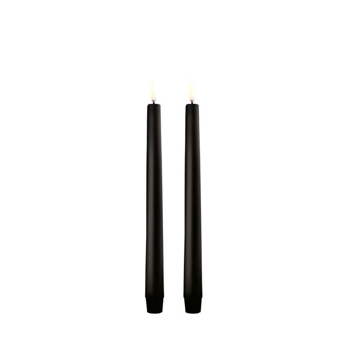 LED Taper Candle 2-pack 2,3x25cm Plain Black Smooth - LEEF mode en accessoires