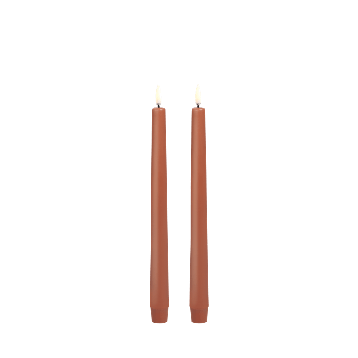 LED Taper Candle 2-pack 2,3x25cm Terracottan Smooth