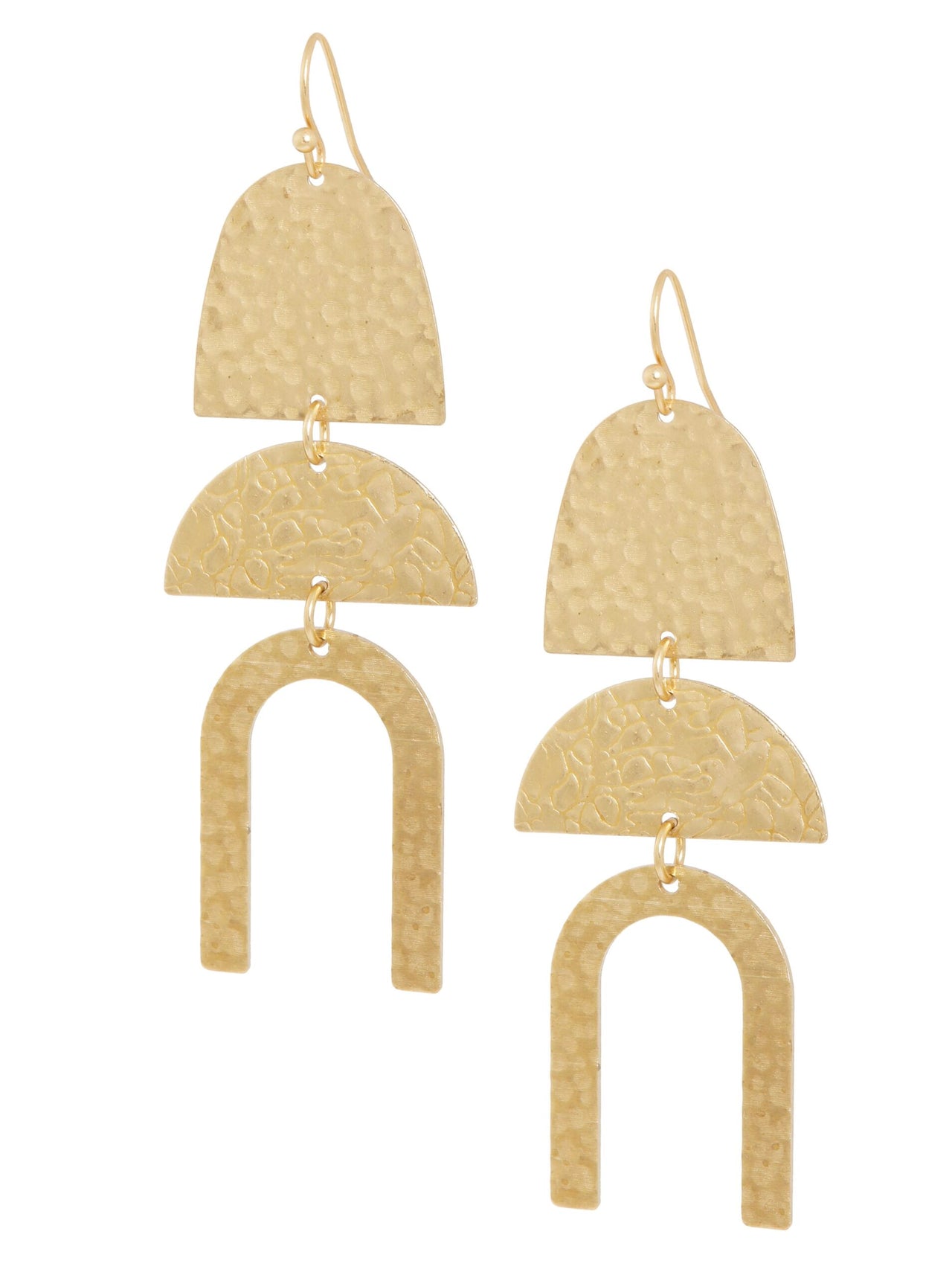 Lange gehamerde oorbellen (7,5cm) goud - LEEF mode en accessoires