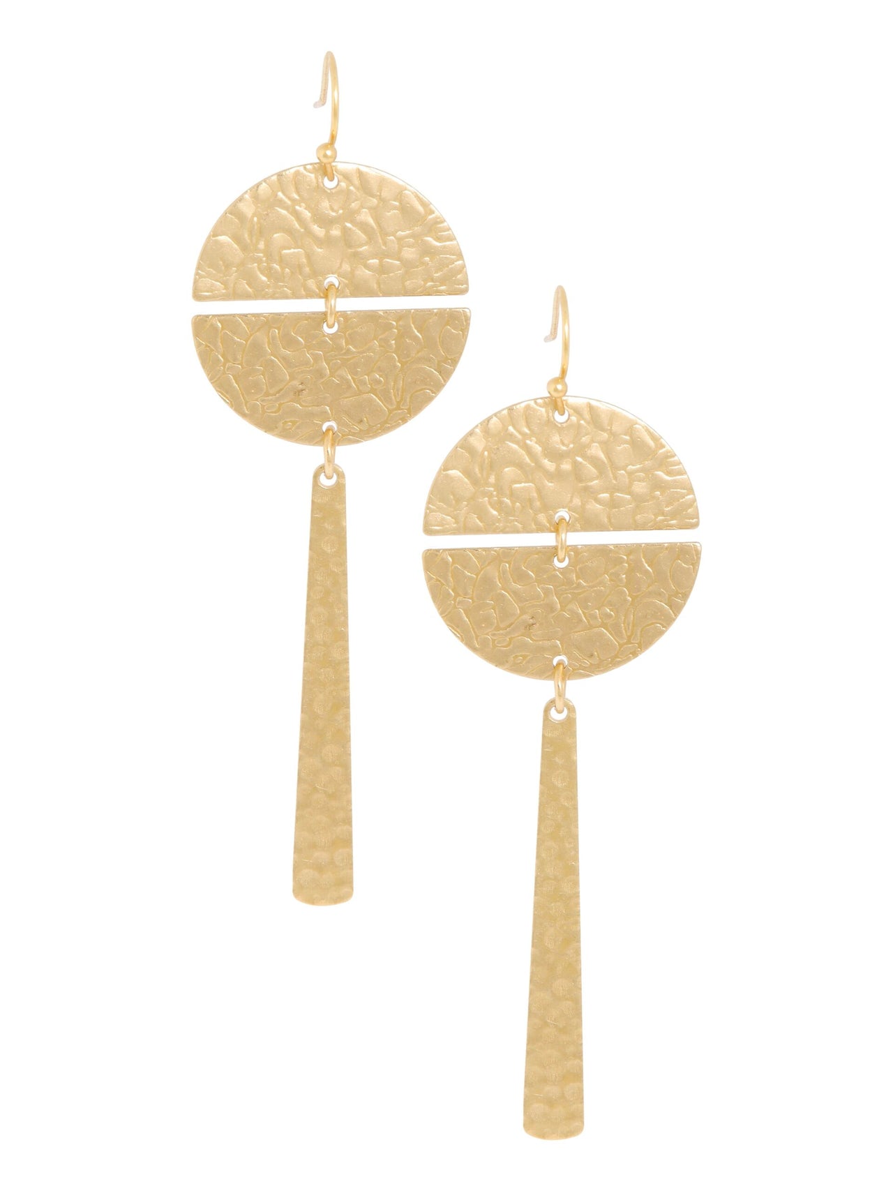 Lange gehamerde oorbellen (8cm) goud - LEEF mode en accessoires