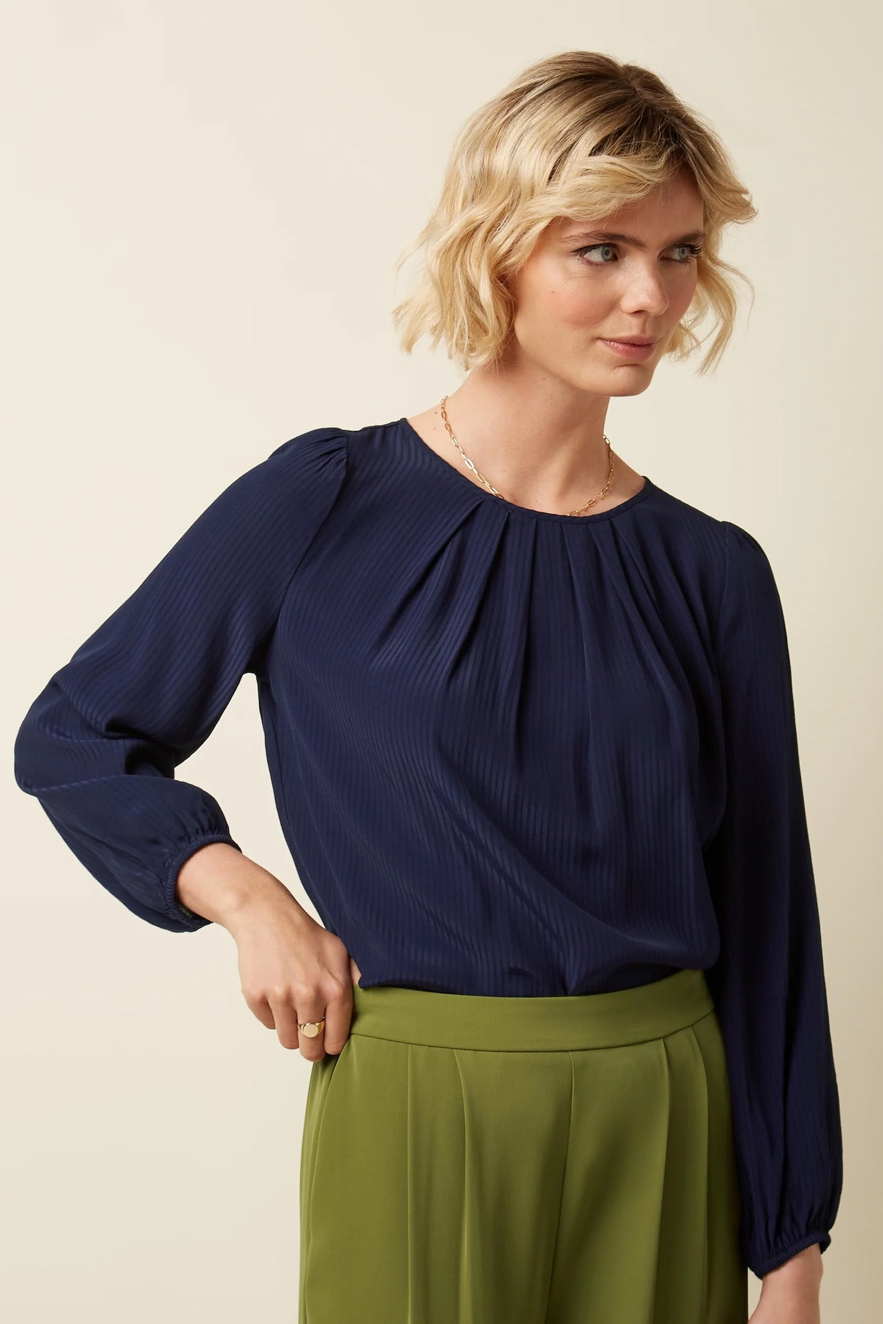 Laura Pleat Top Allegra 445 Evening Blue - LEEF mode en accessoires