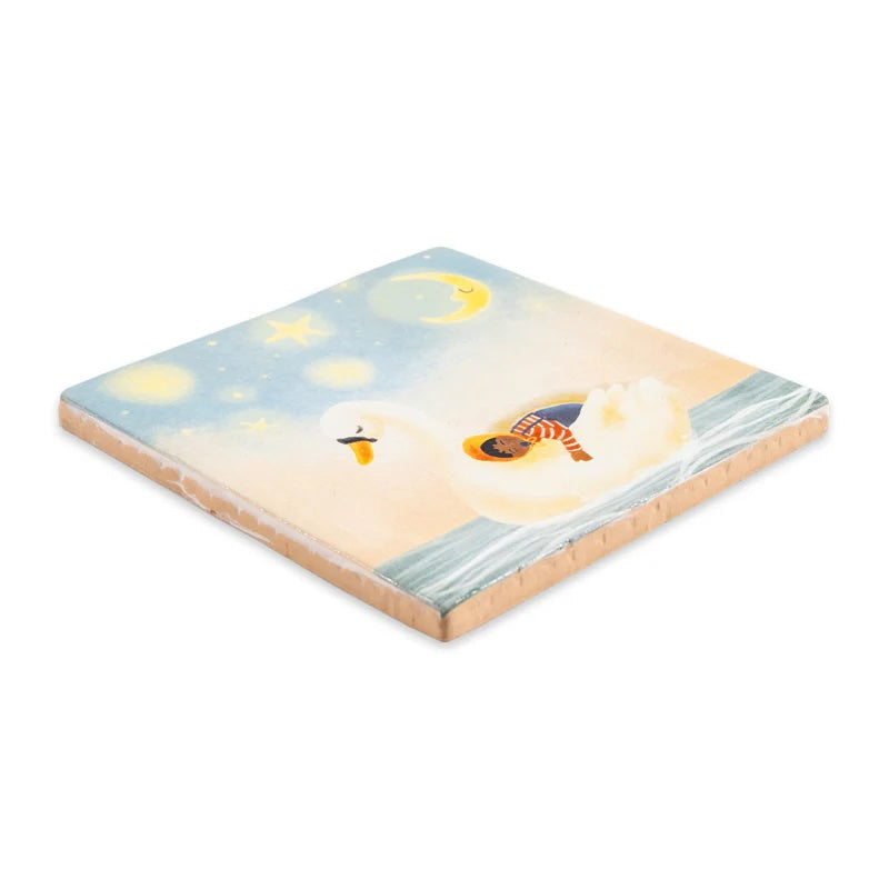 Decoratieve tegel van StoryTiles met "Loaded with Love" ontwerp, vierkant van 10x10cm, kleurrijk en artistiek muurdecor.
