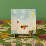 Decoratief tegeltje van StoryTiles met "Loaded with love" ontwerp, 10x10cm, kleurrijk en artistiek muurdecoratie.