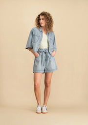 MAE DENIM BLOUSE 3194 Azure Blue - LEEF mode en accessoires