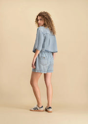 MAE DENIM BLOUSE 3194 Azure Blue - LEEF mode en accessoires