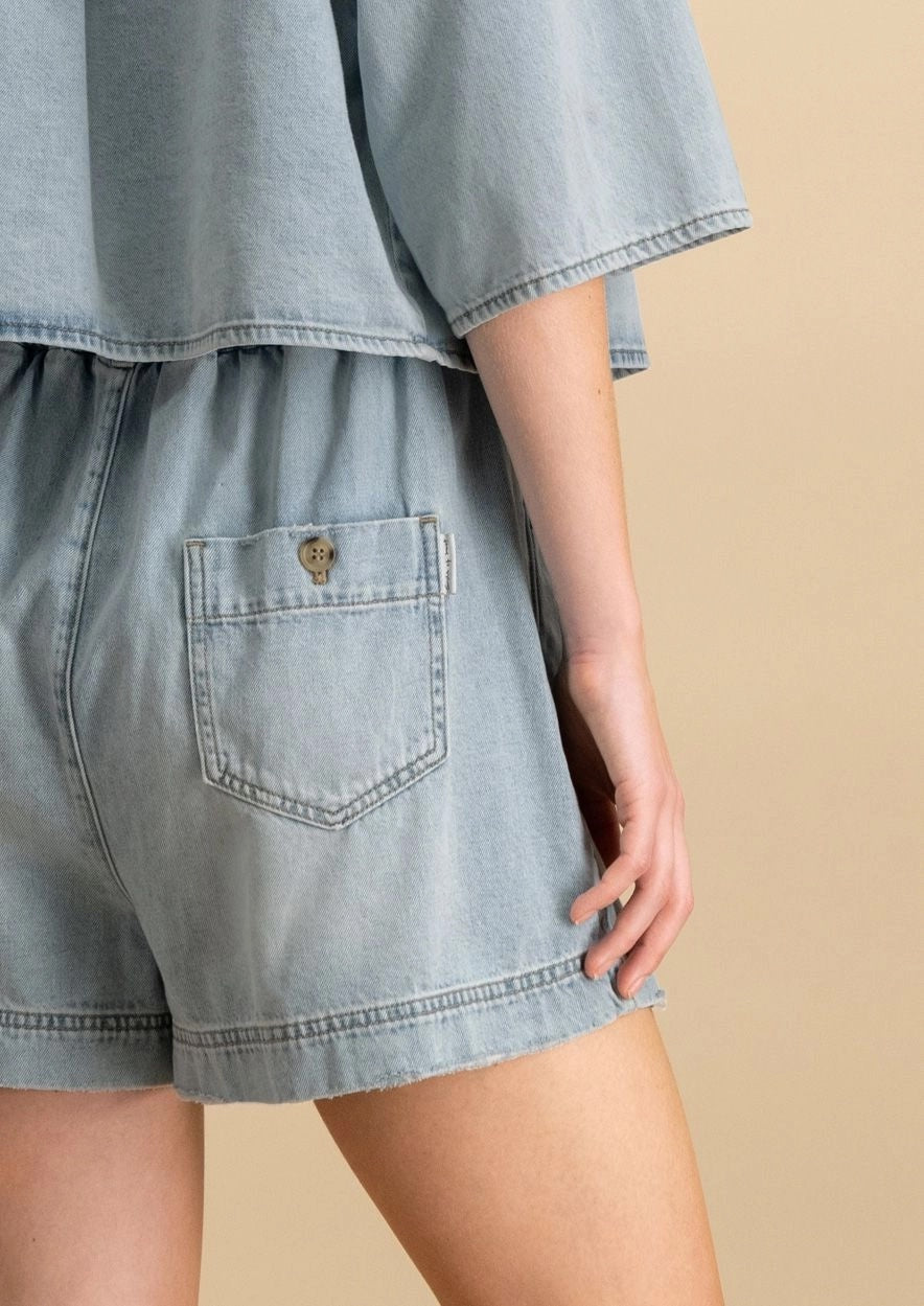 MAE DENIM BLOUSE 3194 Azure Blue - LEEF mode en accessoires