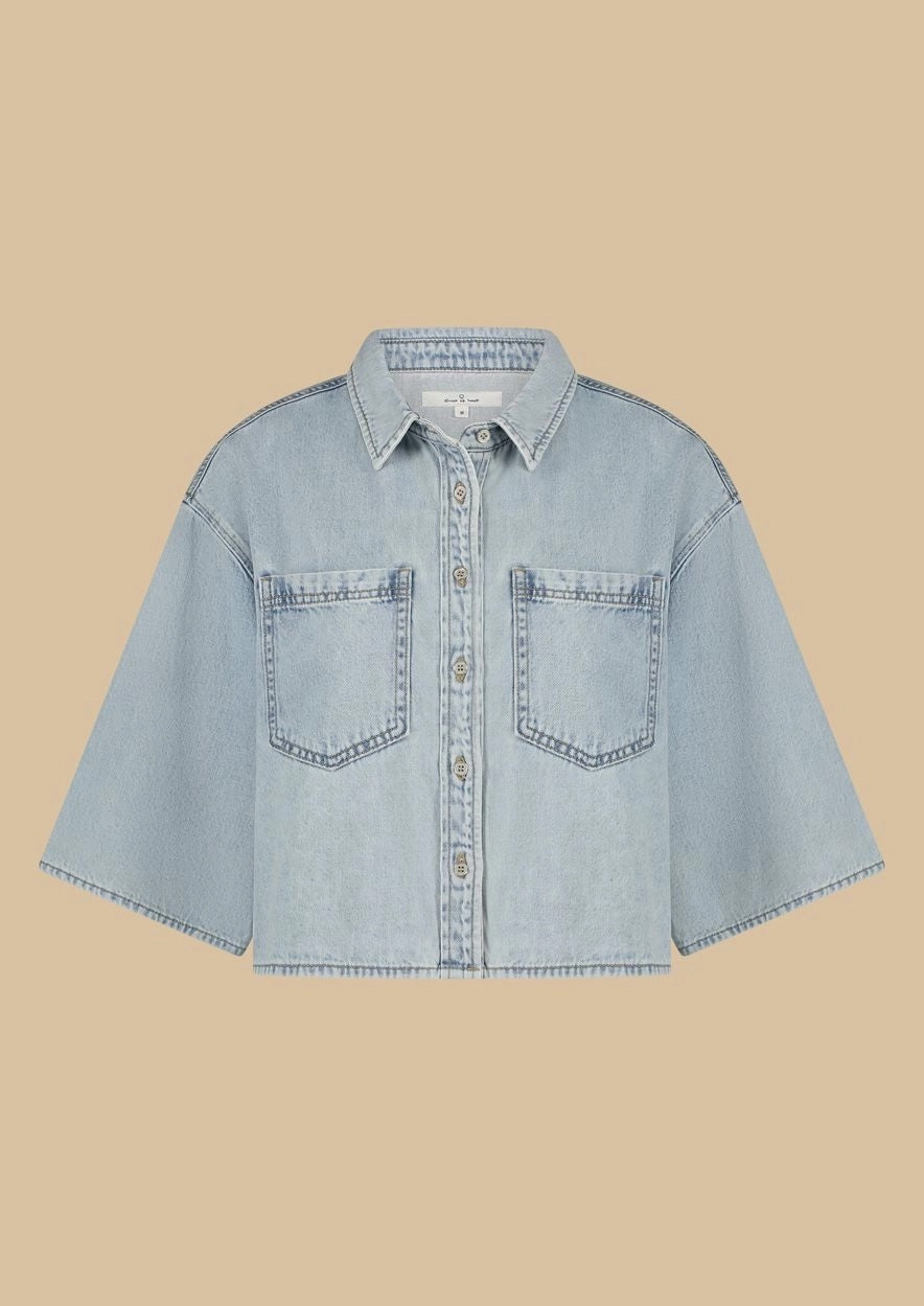 MAE DENIM BLOUSE 3194 Azure Blue - LEEF mode en accessoires