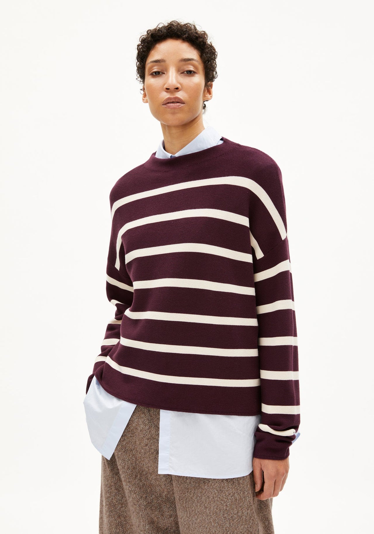 MERINAA STRIPES 3381 Dark Cranberry-Oatmilk