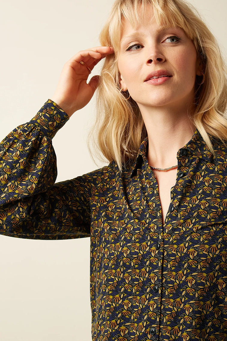 Maisie Blouse Mirth Jersey 491 Rhodonite Blue - LEEF mode en accessoires