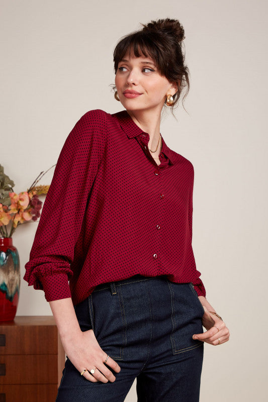 Maisie Blouse Piper  Cabernet Red