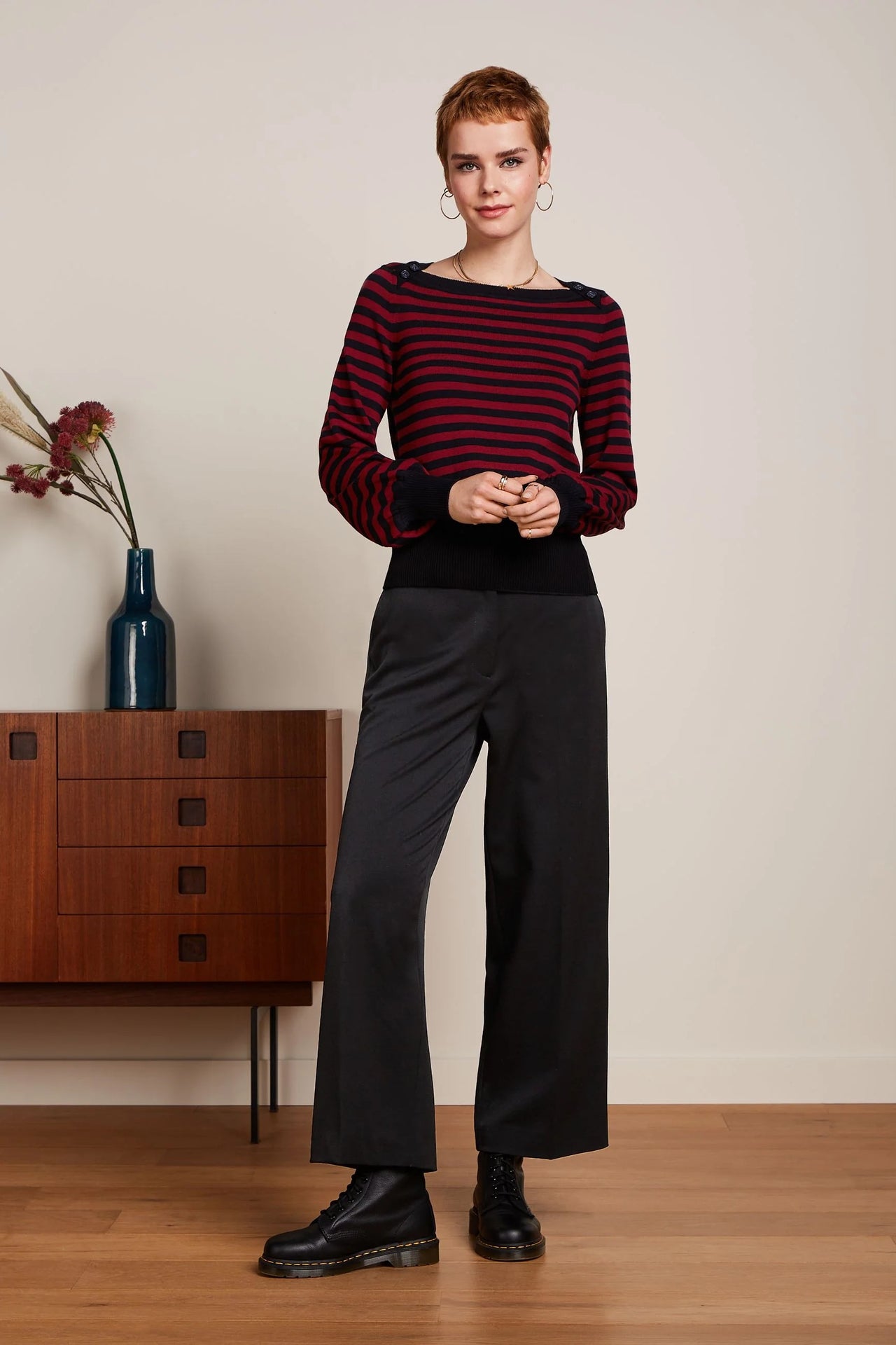 Marie Bell Top Loop Stripe 622 Cabernet Red