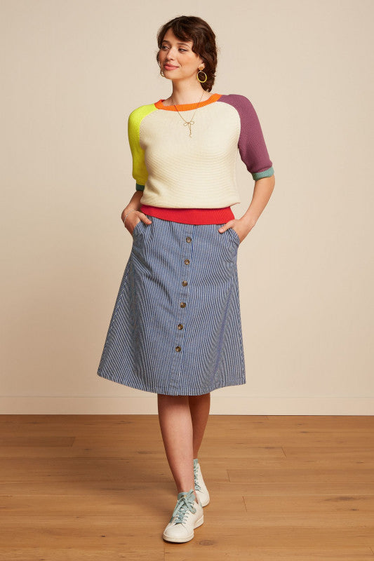 Mary Skirt Osei Stripe 485 Denim Blue - LEEF mode en accessoires
