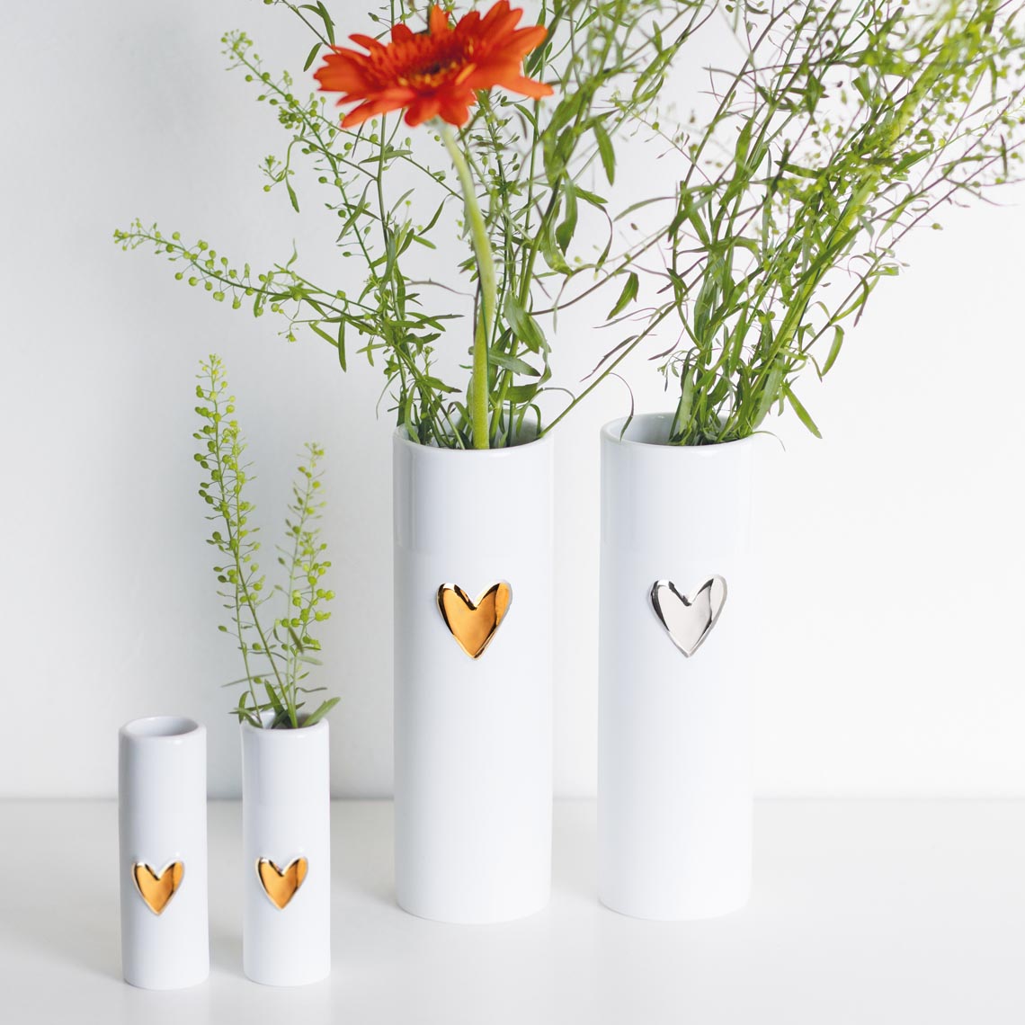 Mini vase Heart Silver White - LEEF mode en accessoires