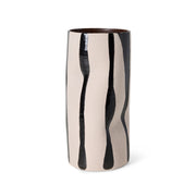 HKliving monovase in zandkleur en zwart, keramische vaas met moderne, strakke vorm voor bloemen en decoratie