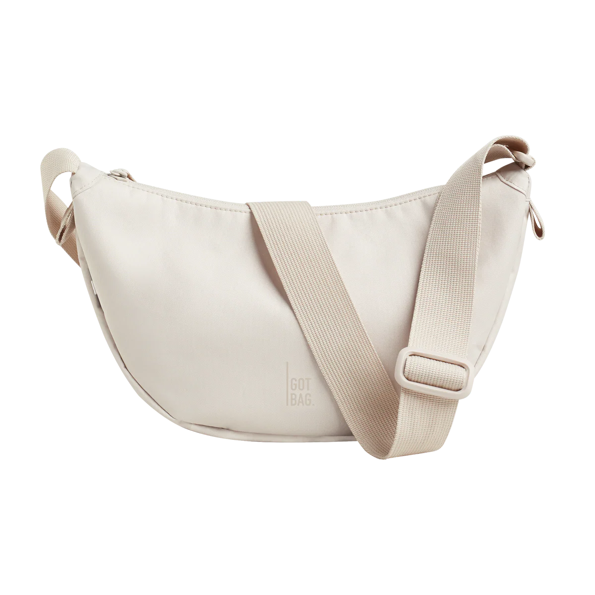 Zwarte Moon Bag Small Monochrome 831 soft shell van Gotbag, compacte tas met glad softshell materiaal, zichtbaar in de afbeelding.