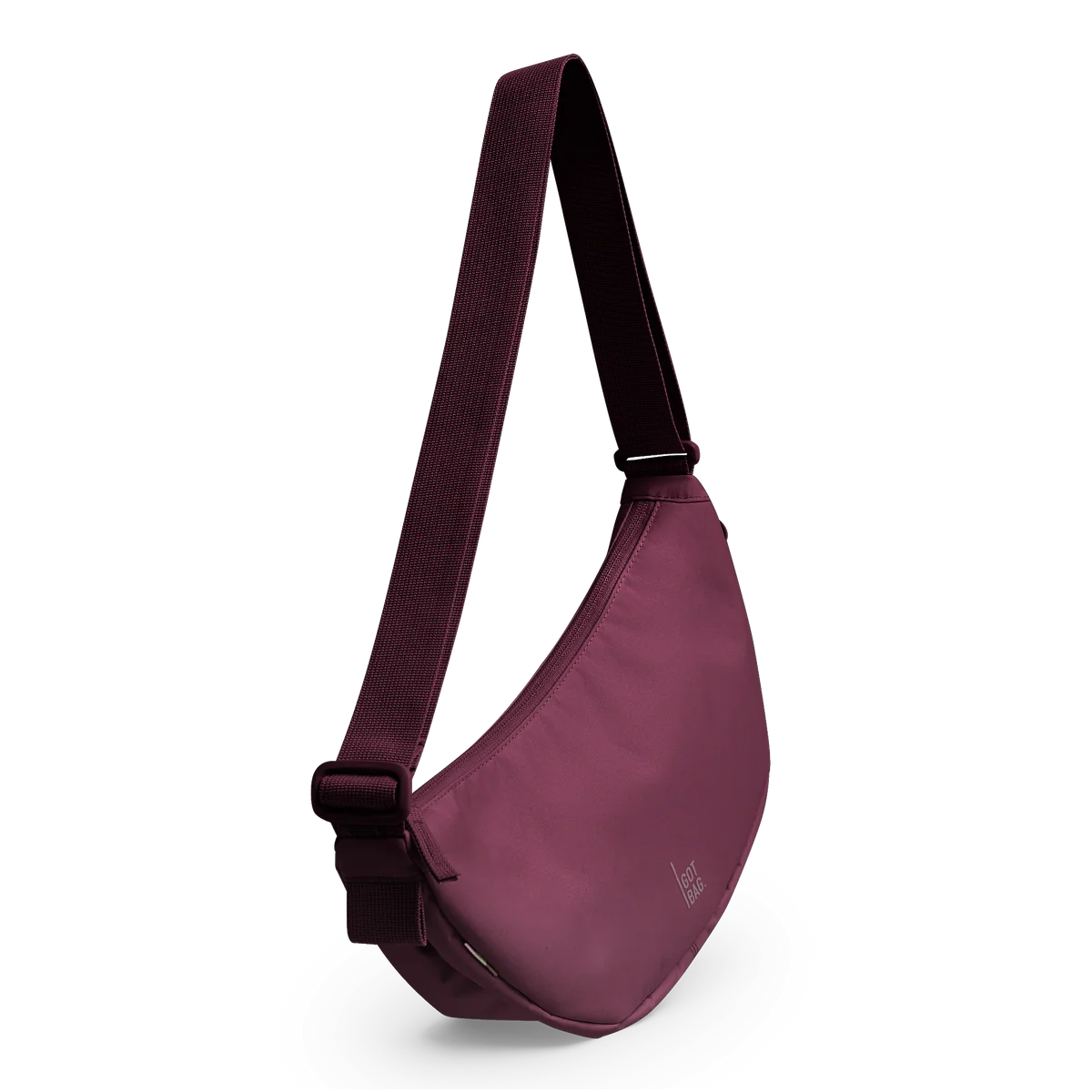 Kleine monochrome Moon Bag Kraken van Gotbag, zwart met minimalistisch design, zichtbaar op de afbeelding.