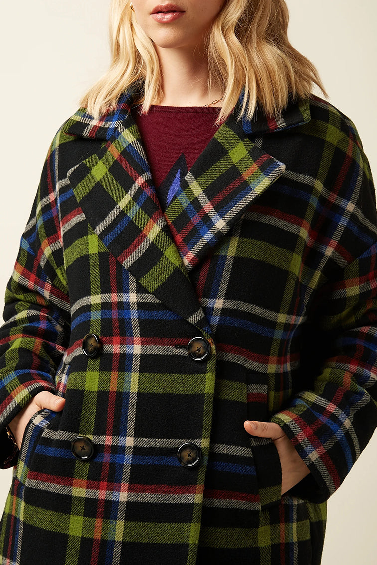 Nia Coat Karly Check 001 Black - LEEF mode en accessoires