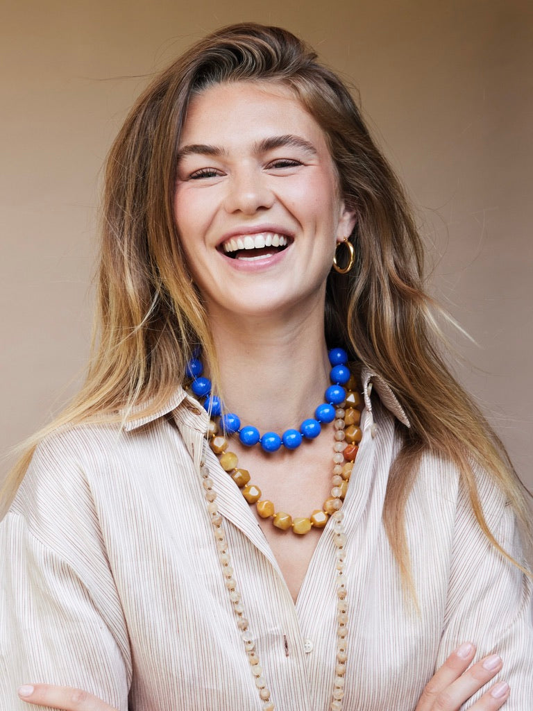 ORGANISCHE GEMSTONE KETTING XL / WARM GEEL Warm Geel - LEEF mode en accessoires