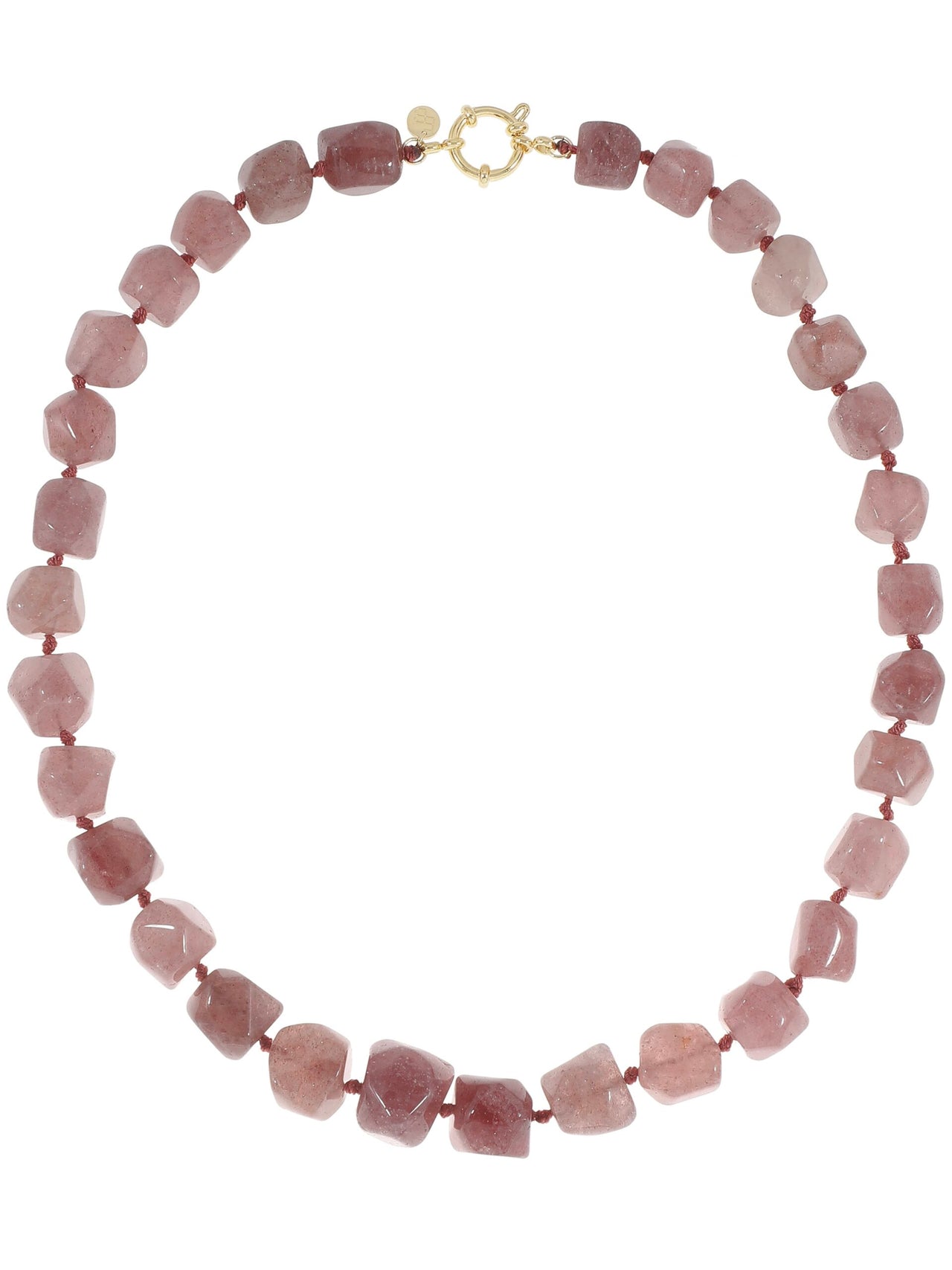 ORGANISCHE GEMSTONE KETTING XL / WARM ROZE warm roze - LEEF mode en accessoires
