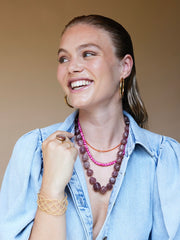 ORGANISCHE GEMSTONE KETTING XL / WARM ROZE warm roze - LEEF mode en accessoires
