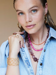 ORGANISCHE GEMSTONE KETTING XL / WARM ROZE warm roze - LEEF mode en accessoires