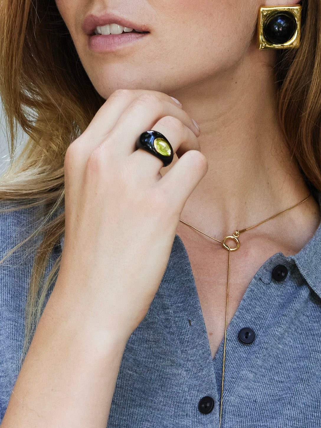 ORGANISCHE RING ZWART/GOUD Zwart/Goud - LEEF mode en accessoires