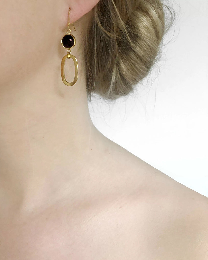 Oorbellen Gemstone met Ovaal zwart - LEEF mode en accessoires