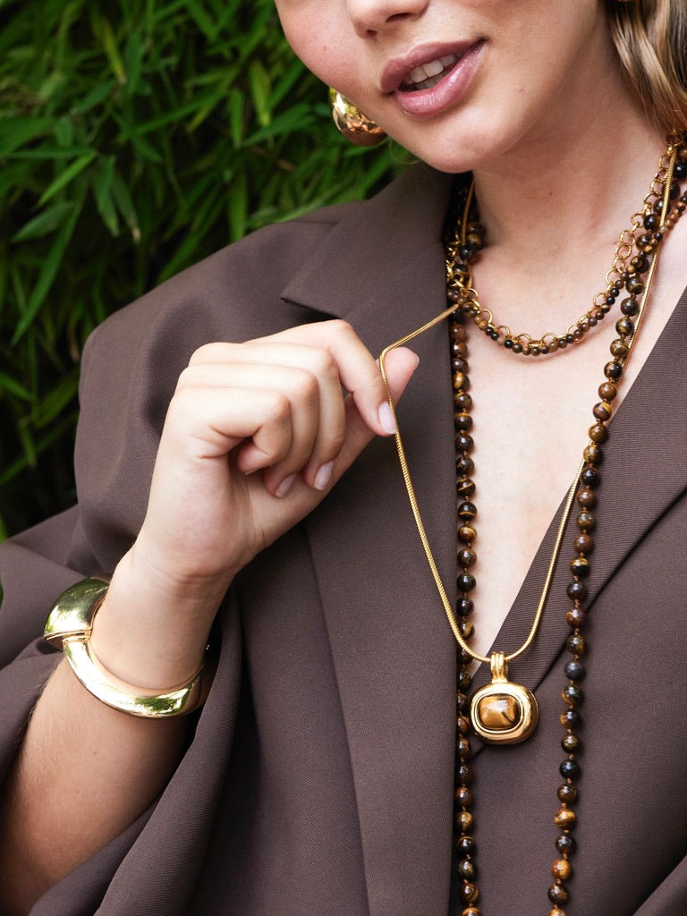 PLATTE ORGANISCHE SCHARNIERARMBAND goud - LEEF mode en accessoires