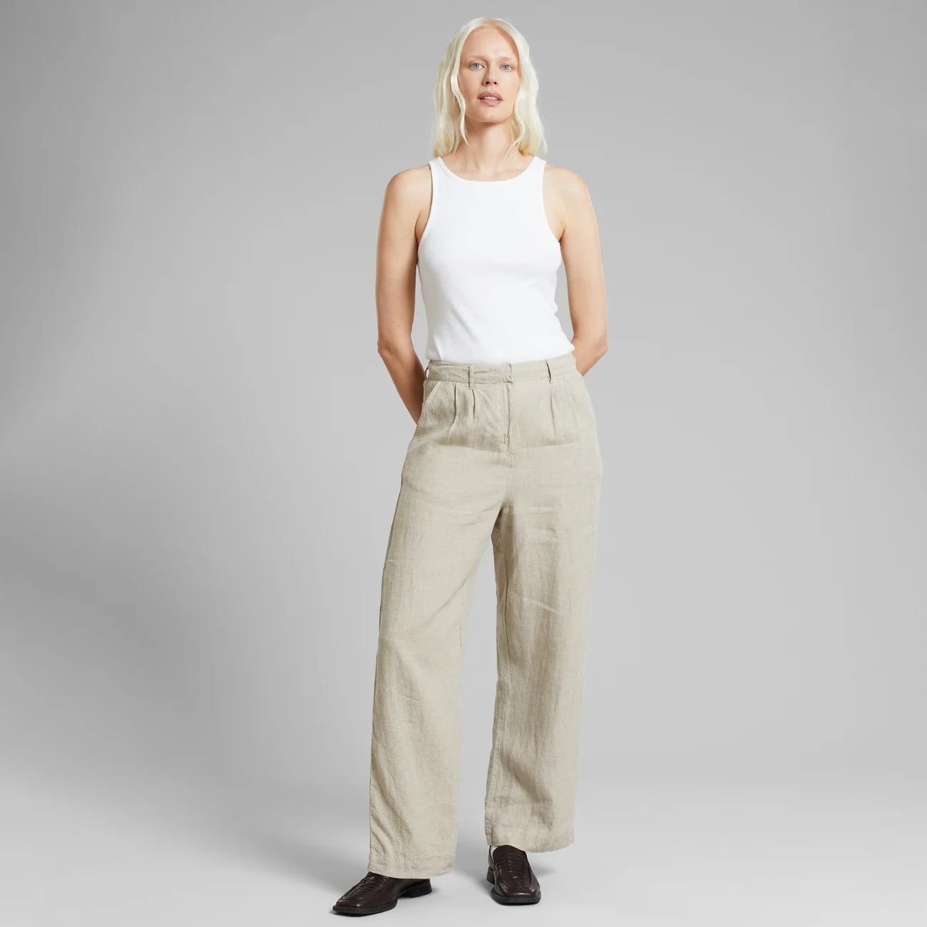 Pants Vickleby Linen Ecru ecru - LEEF mode en accessoires