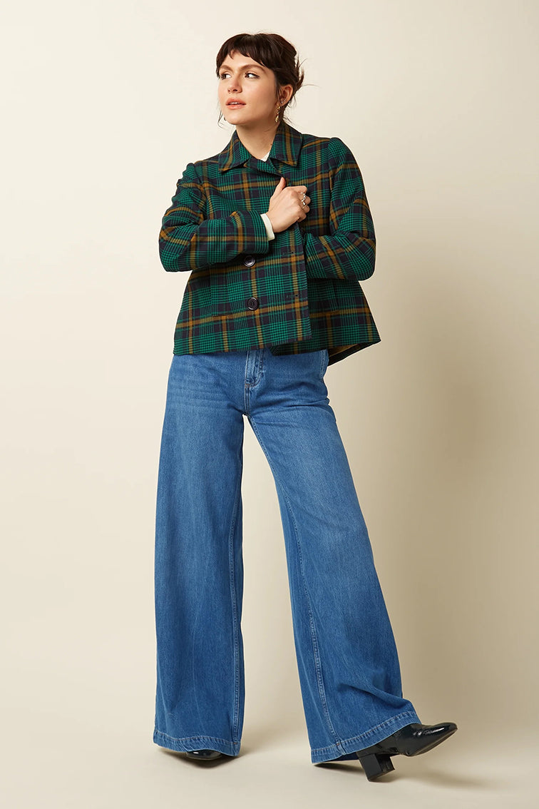 Pattie Coat Leeds Check 445 Evening Blue