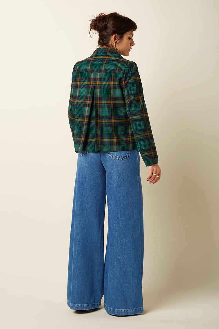 Pattie Coat Leeds Check 445 Evening Blue