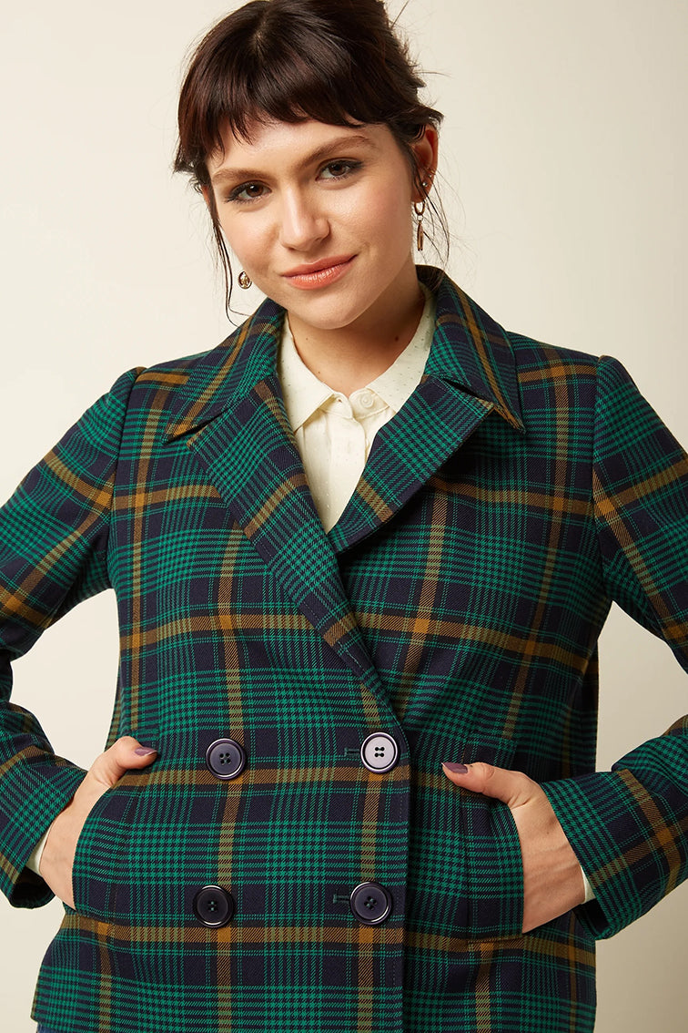 Pattie Coat Leeds Check 445 Evening Blue - LEEF mode en accessoires