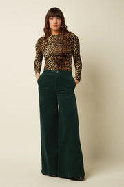 Groene Peppa Pants van King Louie in corduroy, maat 200, met comfortabele pasvorm en stijlvolle details.