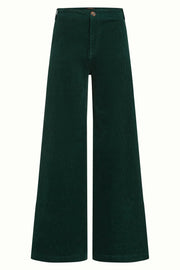 Groene Peppa Pantalon in corduroy van King Louie, comfortabele en stijlvolle damesbroek in pine groen.