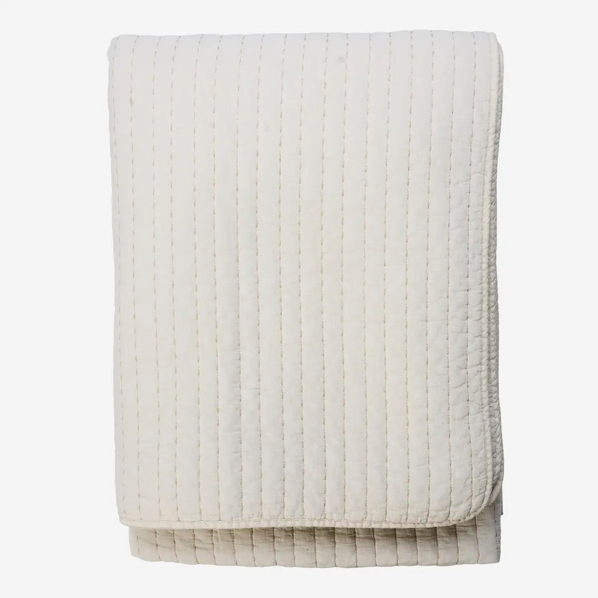 QUILTED COTTON BED COVER Ivory, Beige - LEEF mode en accessoires