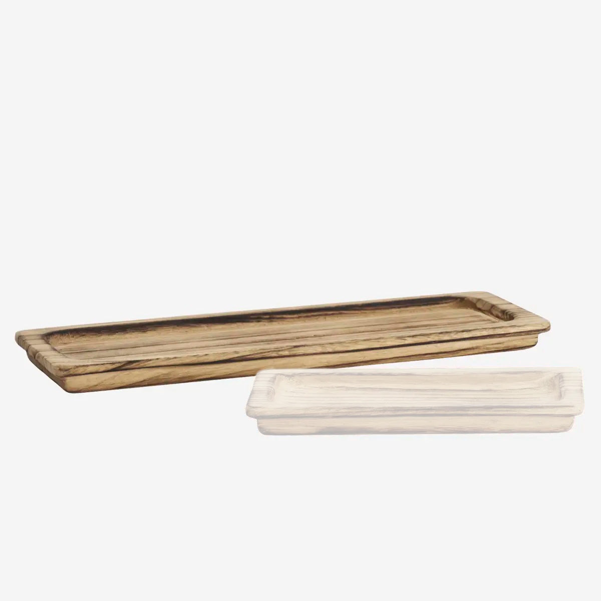 RECTANGULAR WOODEN TRAY M Dark Naturel - LEEF mode en accessoires