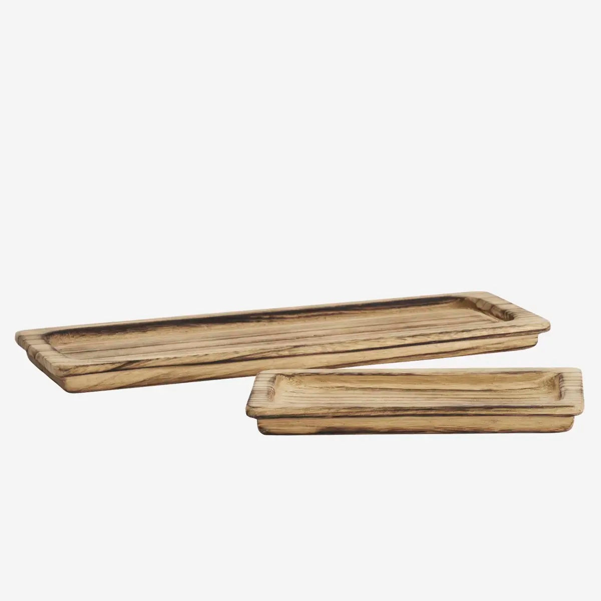 RECTANGULAR WOODEN TRAY M Dark Naturel - LEEF mode en accessoires