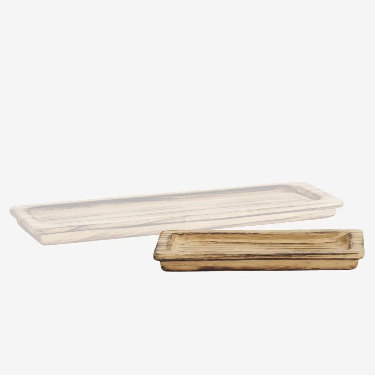 RECTANGULAR WOODEN TRAY S Dark Naturel - LEEF mode en accessoires
