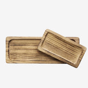 RECTANGULAR WOODEN TRAY S Dark Naturel - LEEF mode en accessoires